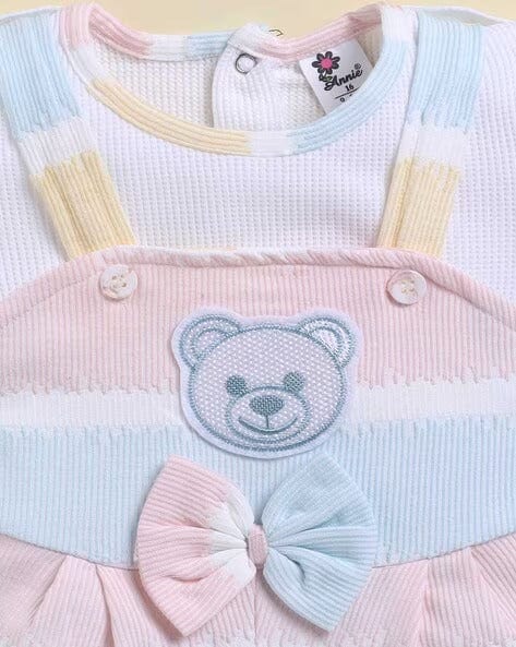Multicolor Striped Girls Dungaree