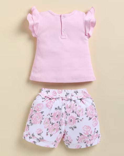 Pink Printed Clothing Sets For Girls