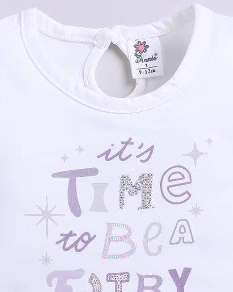 Striped White Frock For Girls