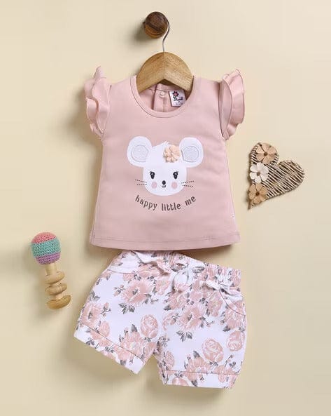 Brown Printed Clothing Sets For Girls