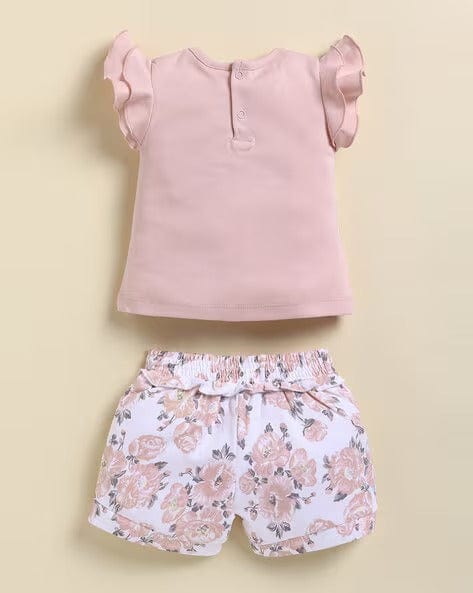 Brown Printed Clothing Sets For Girls