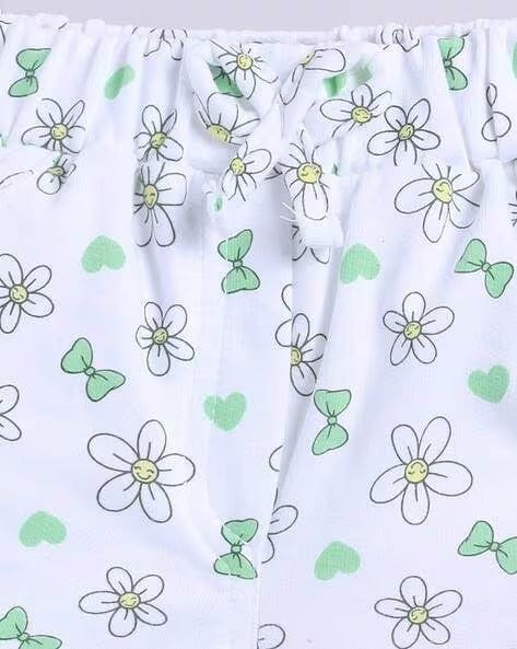 Florar Print Green Clothing Sets For Girls