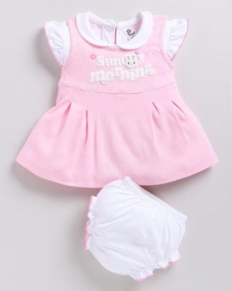 Pink Printed Frock For Girls