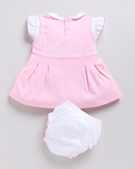 Pink Printed Frock For Girls