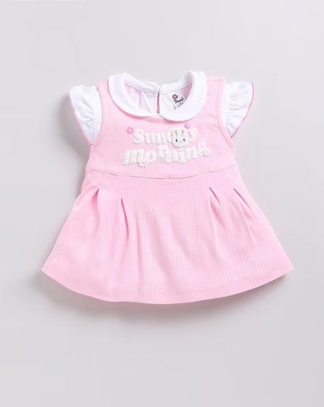 Pink Printed Frock For Girls