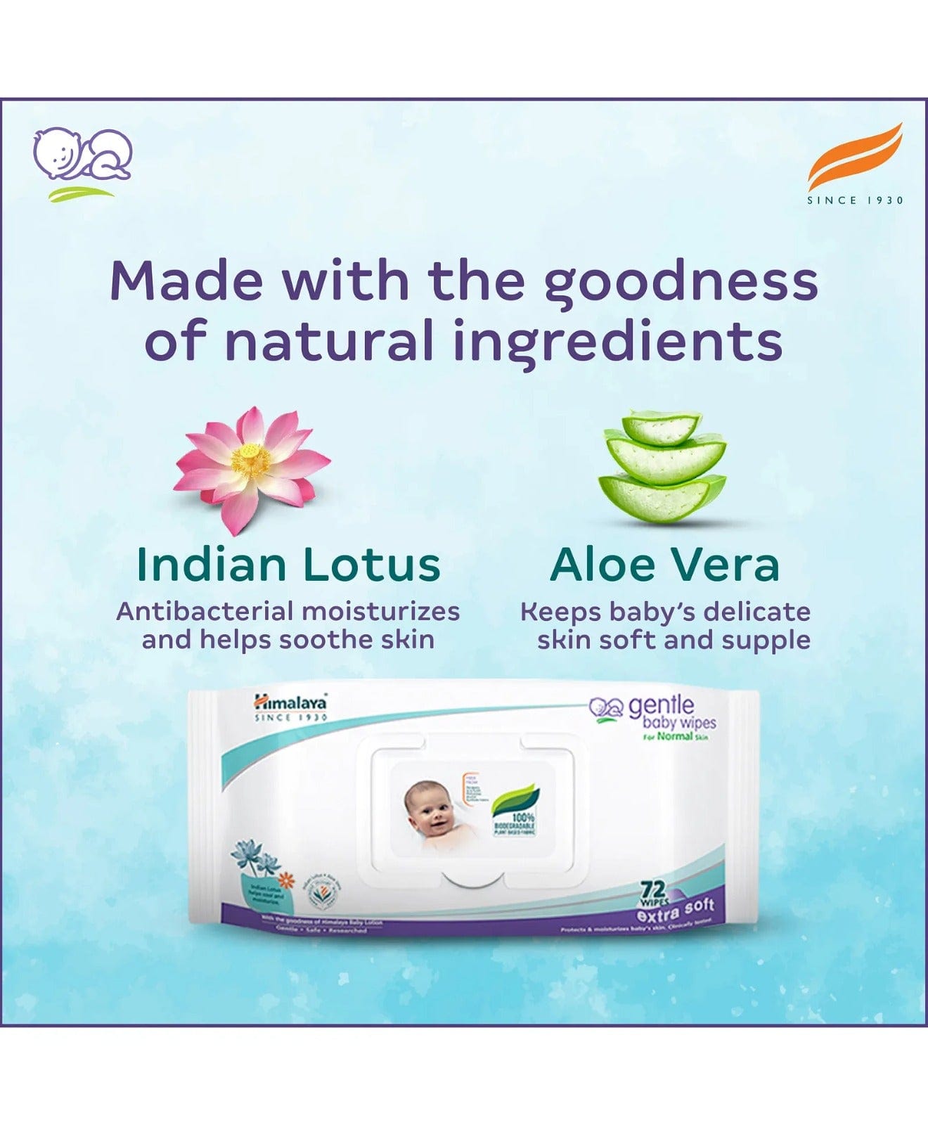 Himalaya Herbal Gentle Baby Wipes | 72 Pieces