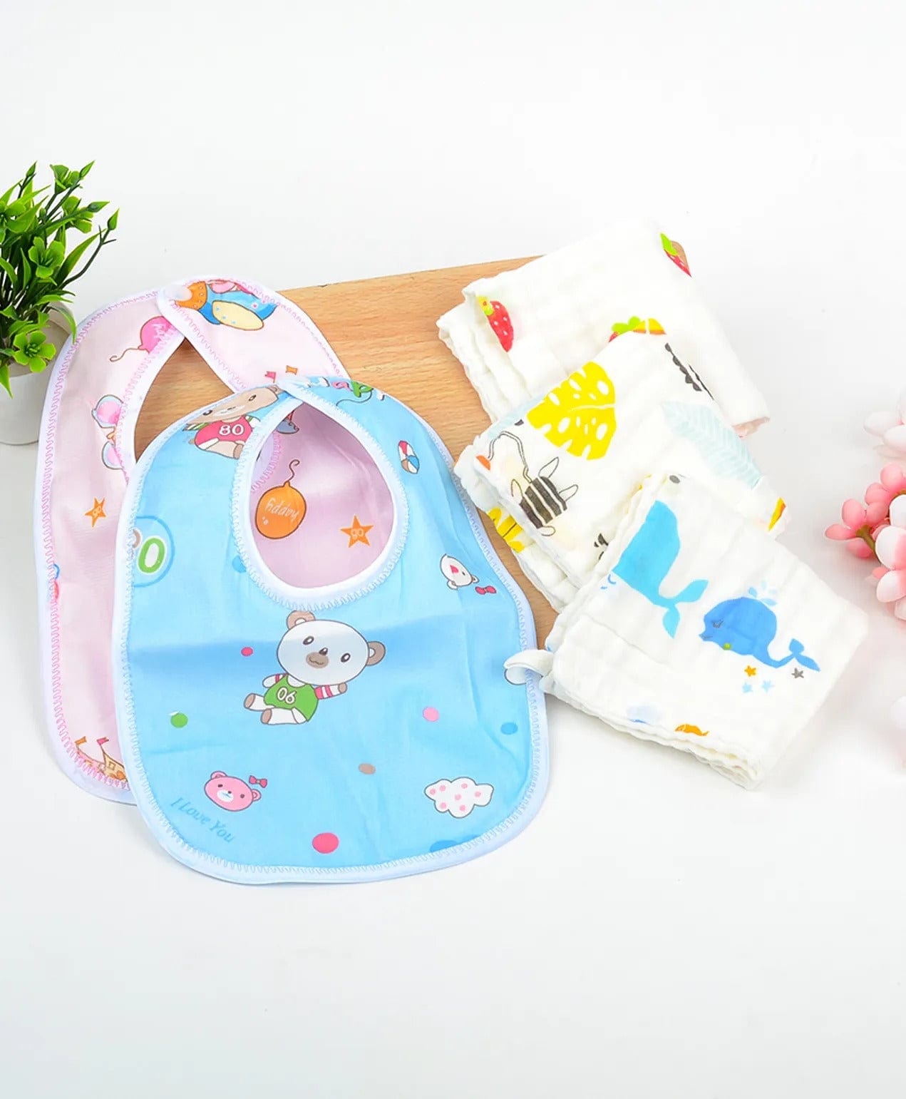 SuperSoft Muslin Napkin & Bibs Combo | Pack of 5