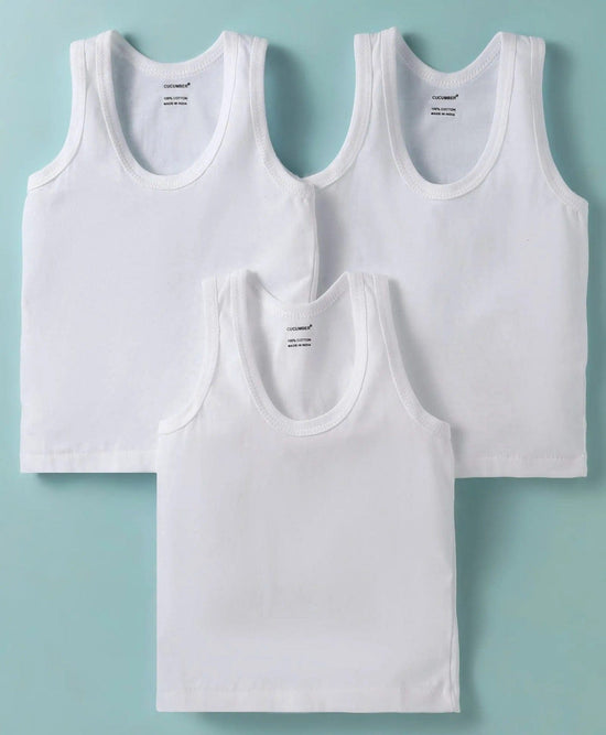 Cucumber White Vest For Boys | Pack of 3 | 0-24M