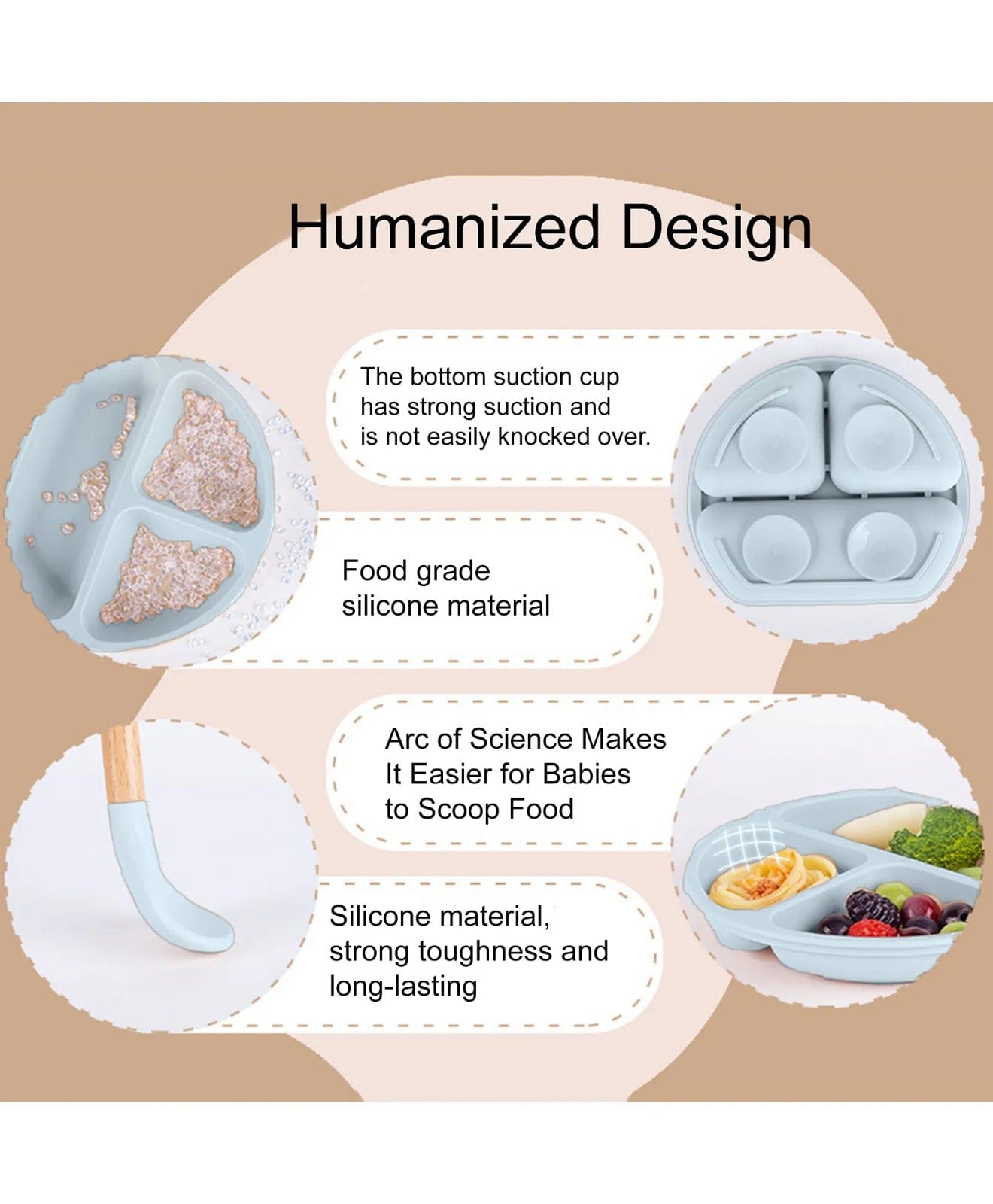 Baby Silicon Sticky Plate Set | 06M+| 100% Food Grade Silicone