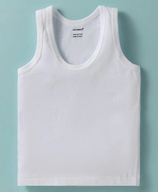 Cucumber White Vest For Boys | Pack of 3 | 0-24M