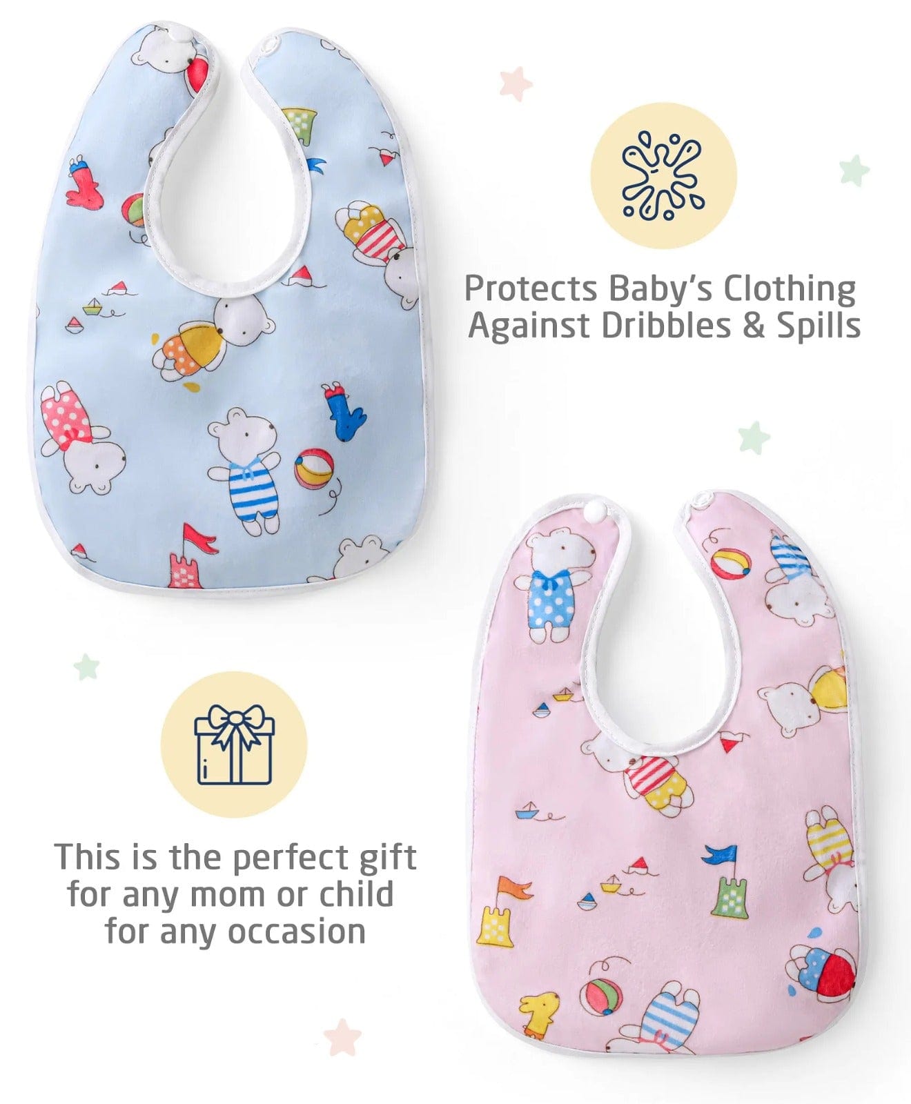 Waterproof Feeding Bibs For Babies | Pack of 3 | Unisex