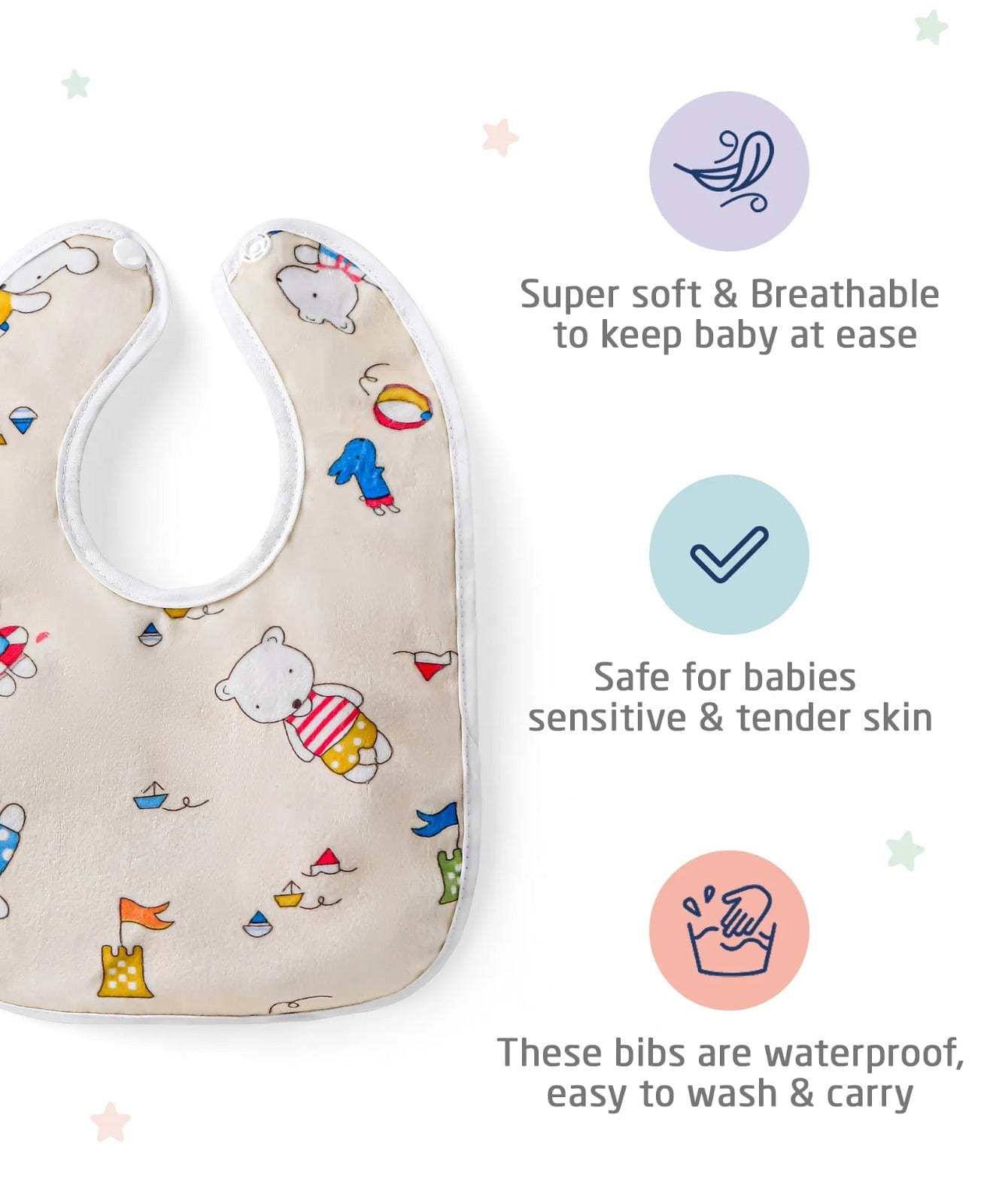 Waterproof Feeding Bibs For Babies | Pack of 3 | Unisex