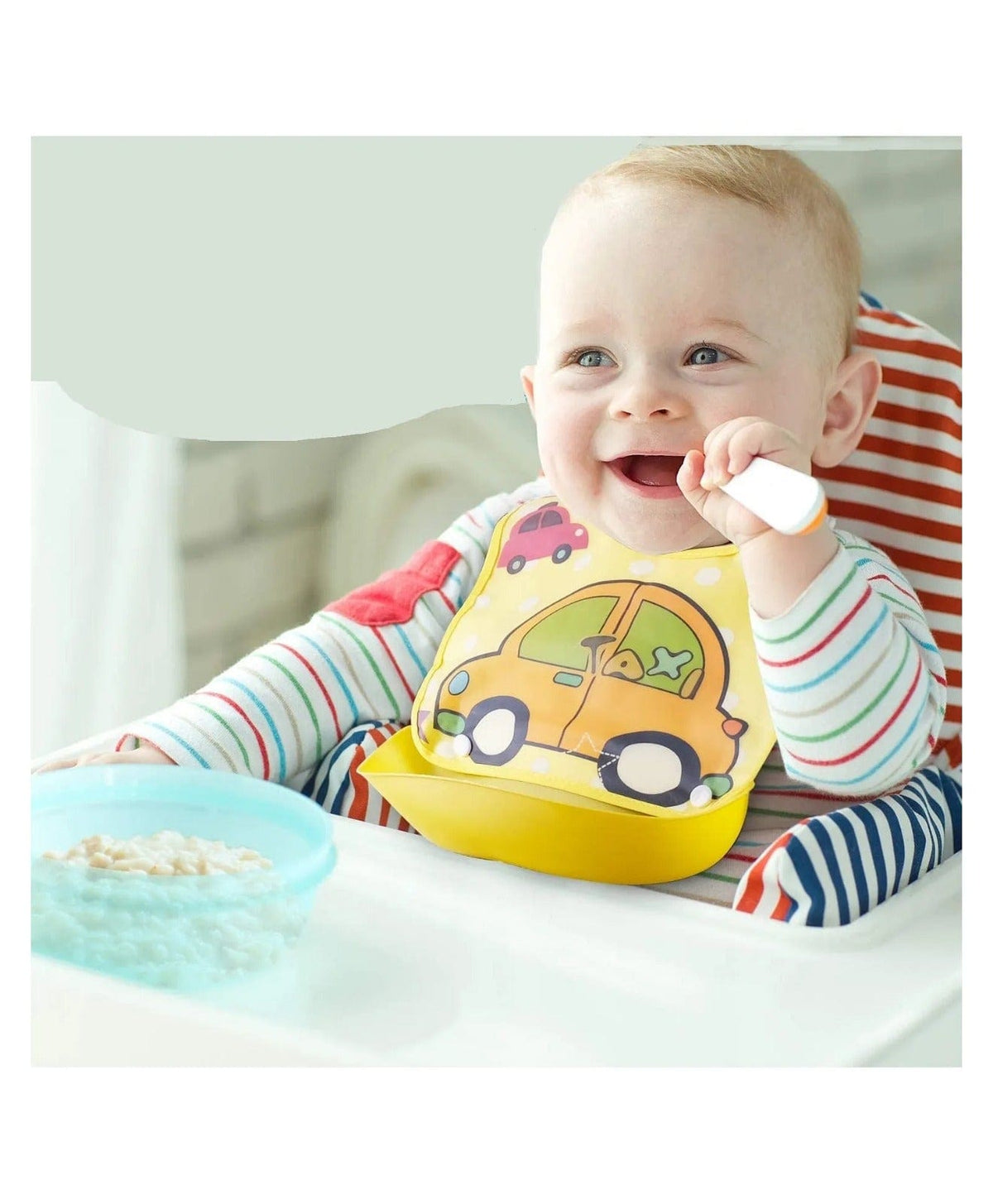 Waterproof Feeding Bibs With Food Catcher For Babies | Pack of 2 | Unisex