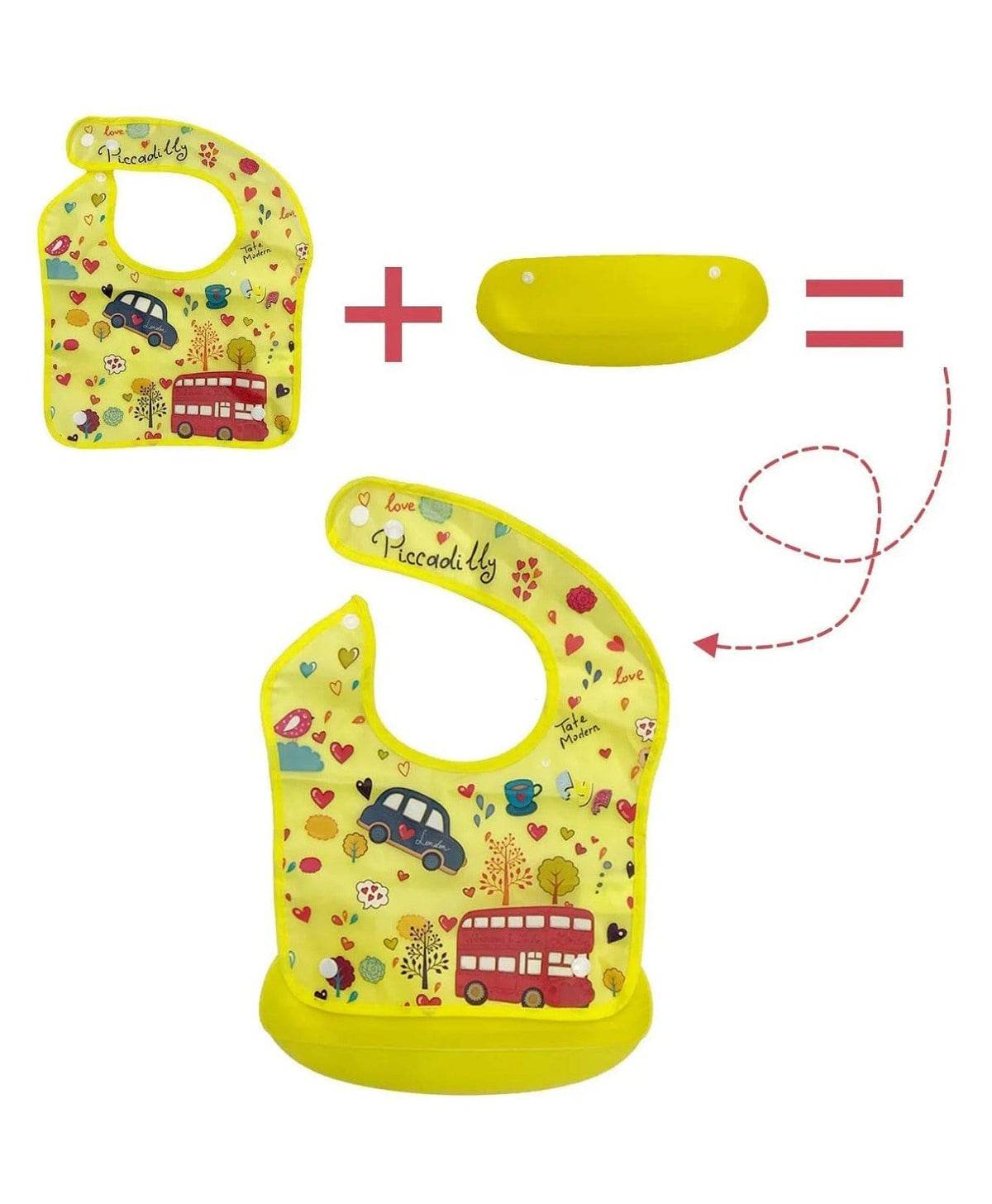 Waterproof Feeding Bibs With Food Catcher For Babies | Pack of 2 | Unisex