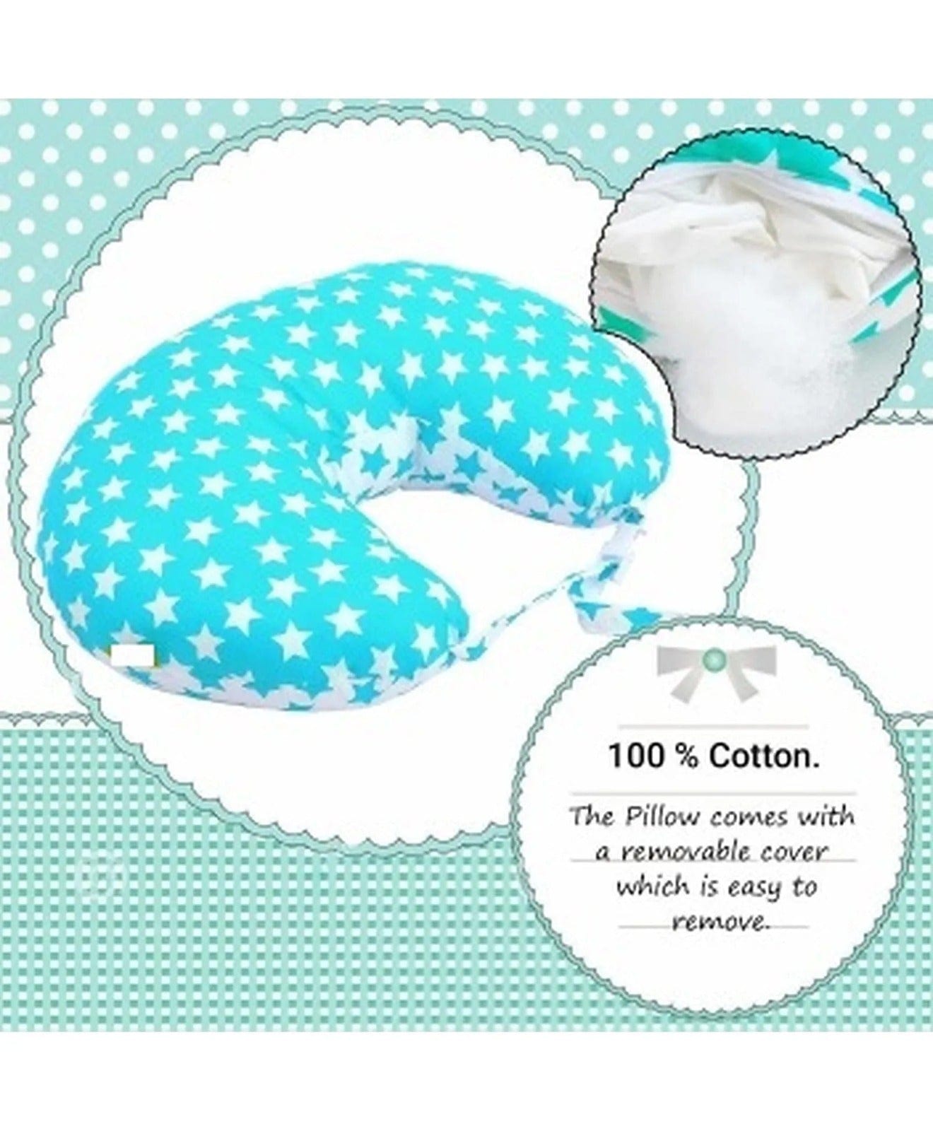 Breast Feeding Recron Pillow | Zip Buckle Adjust Nursing | 100% Cotton