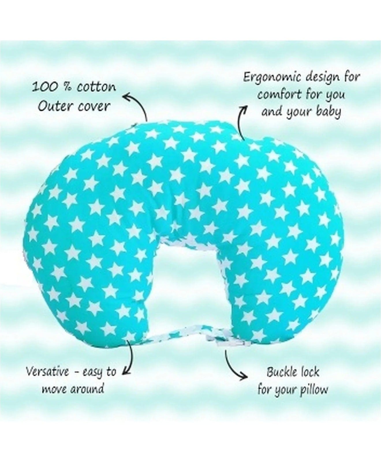 Breast Feeding Recron Pillow | Zip Buckle Adjust Nursing | 100% Cotton