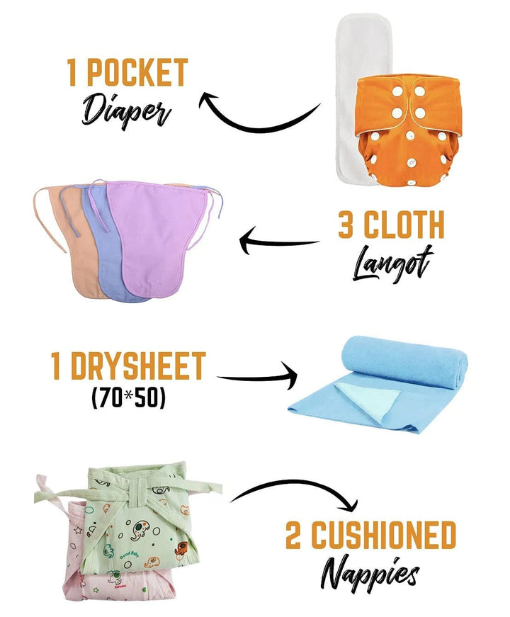 NewBorn Baby Combo | Diaper Combo For NewBorn  | Pack of 7 | MultiColor