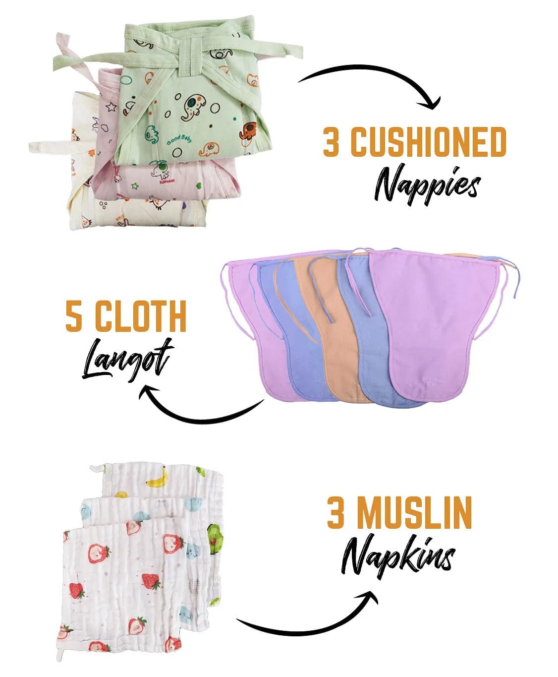 Baby Nappy Comb Set | Diaper Combo For Babies | Pack of 15 | Multicolour