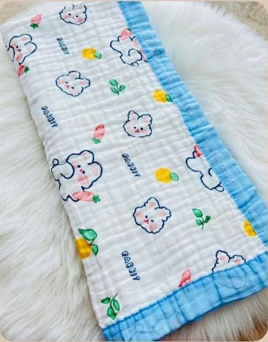 6 Layers Muslin Dohar For Newborn baby | 100% Cotton | Blue