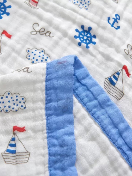 6 Layers Muslin Dohar For Newborn baby | 100% Cotton | Blue