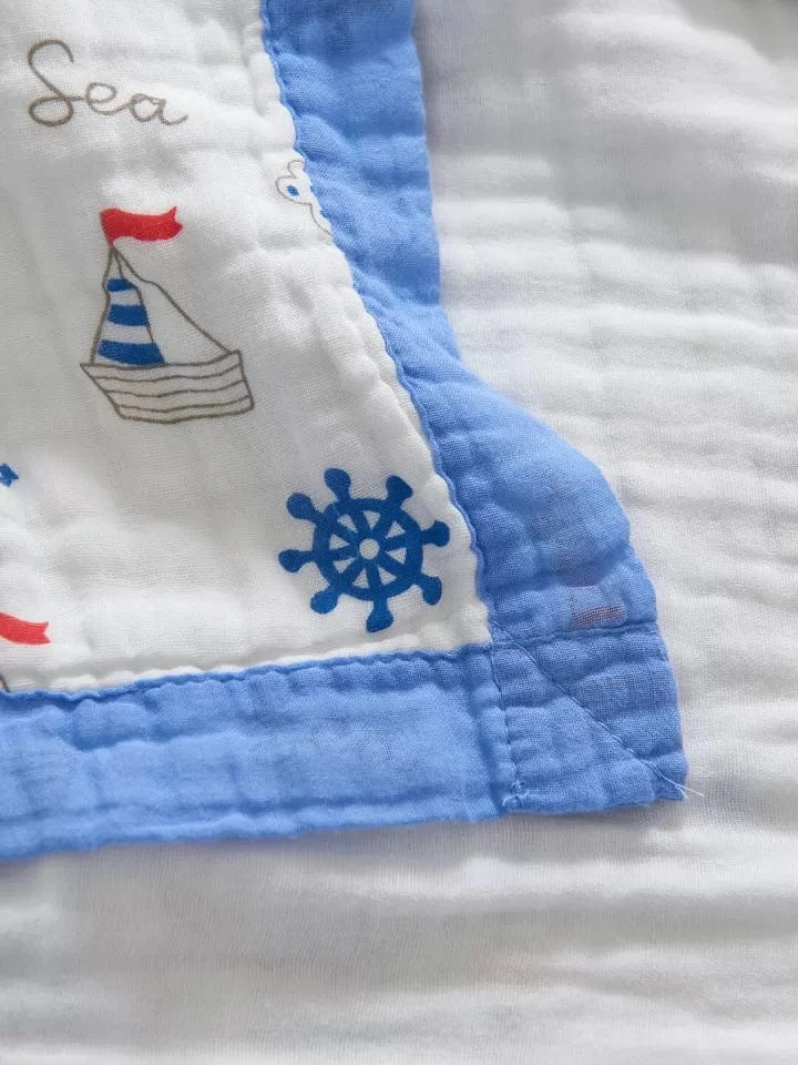 6 Layers Muslin Dohar For Newborn baby | 100% Cotton | Blue