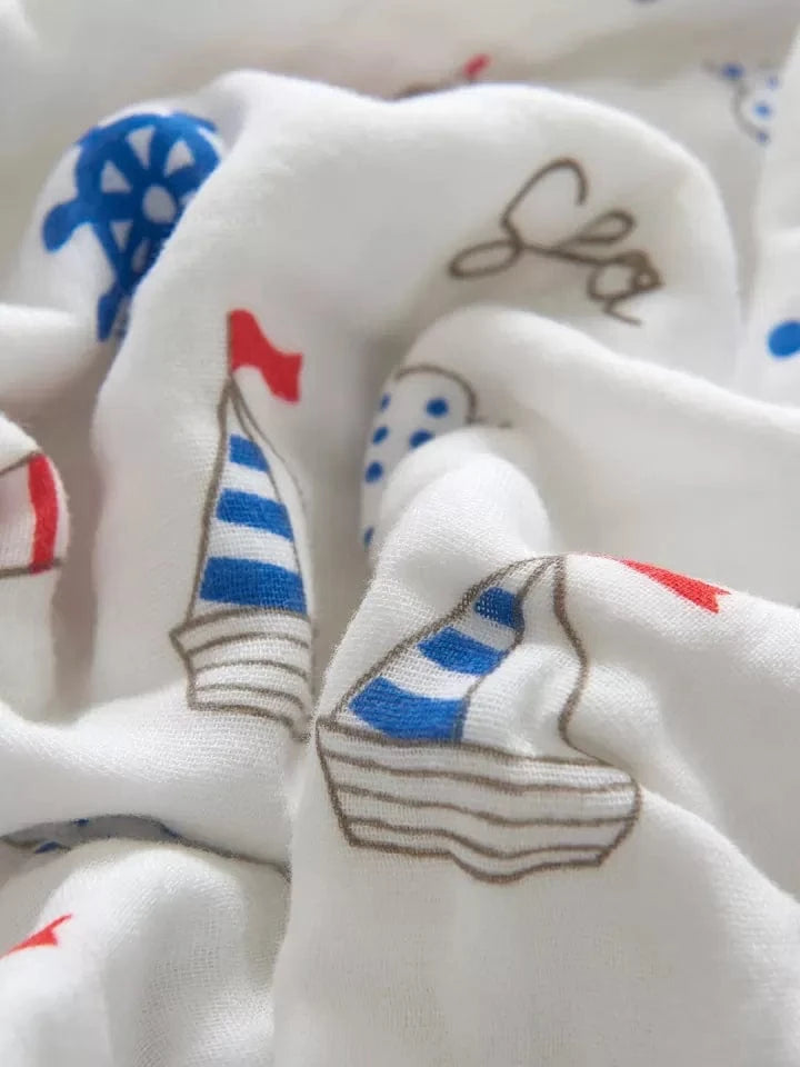 6 Layers Muslin Dohar For Newborn baby | 100% Cotton | Blue