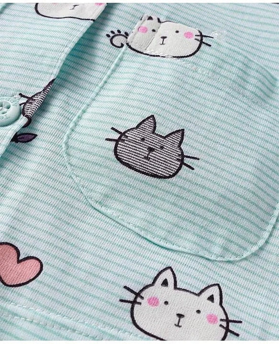 Blue Teddy Girls Full Sleeve Sleepwear Set