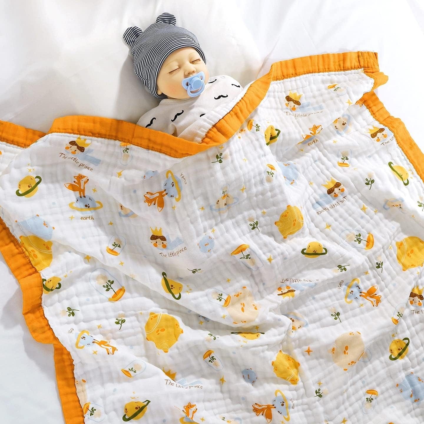 6 Layers Muslin Dohar For Newborn baby | 100% Cotton | Blue