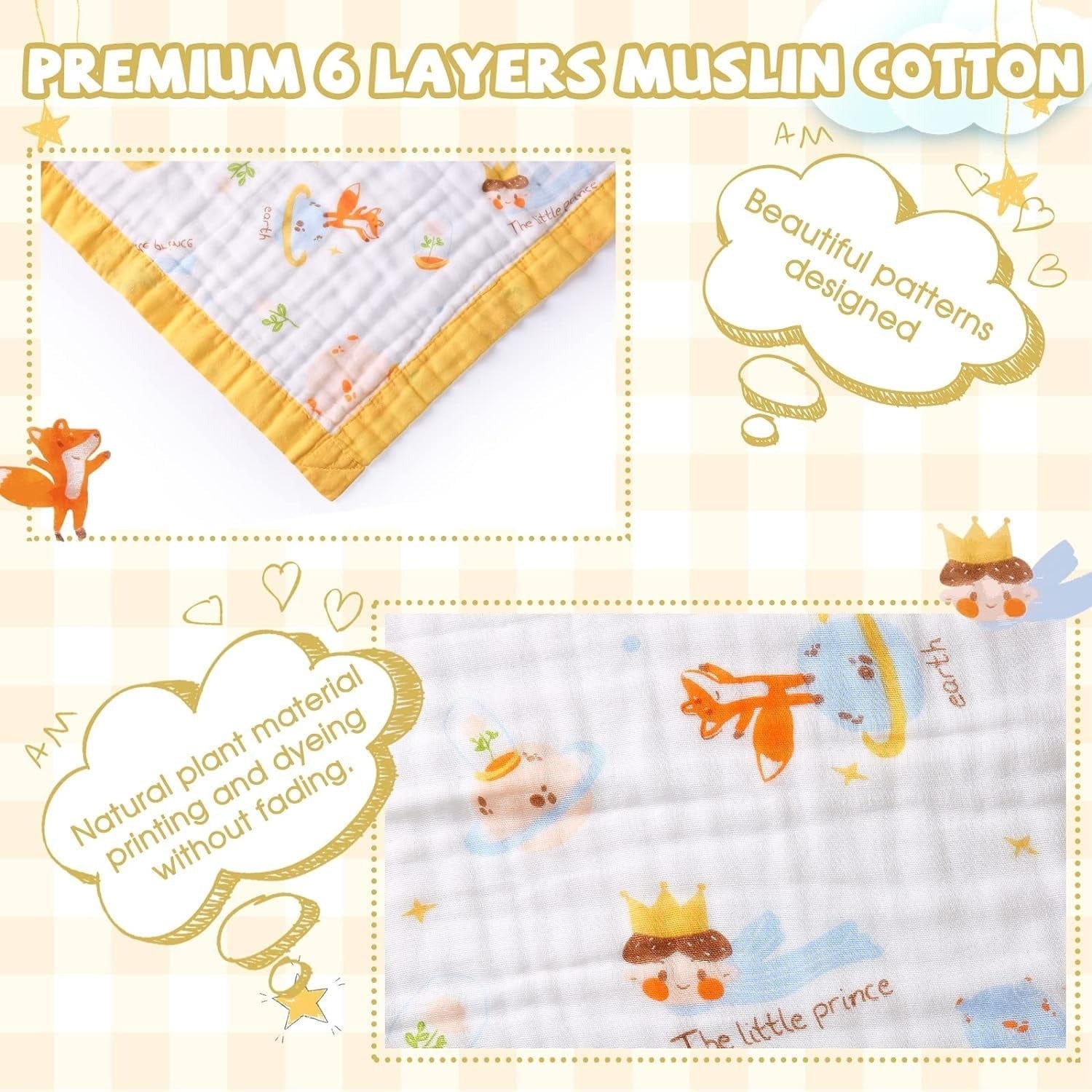 6 Layers Muslin Dohar For Newborn baby | 100% Cotton | Blue