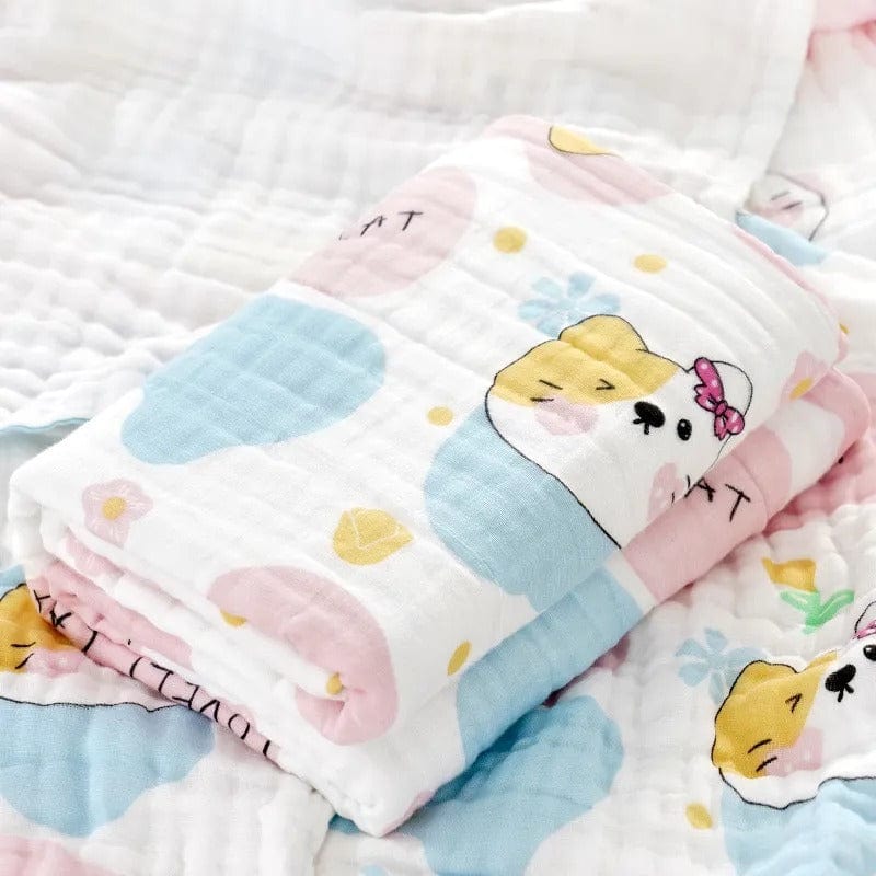 6 Layers Muslin Dohar For Newborn baby | 100% Cotton | Blue