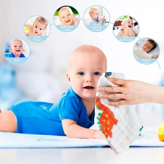 Newborn Bamboo Muslin Face Towels in White Color | Pack of set-5