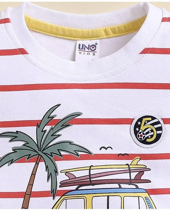 Clothing Sets For Boys | Travel Print | 100% Cotton | Red
