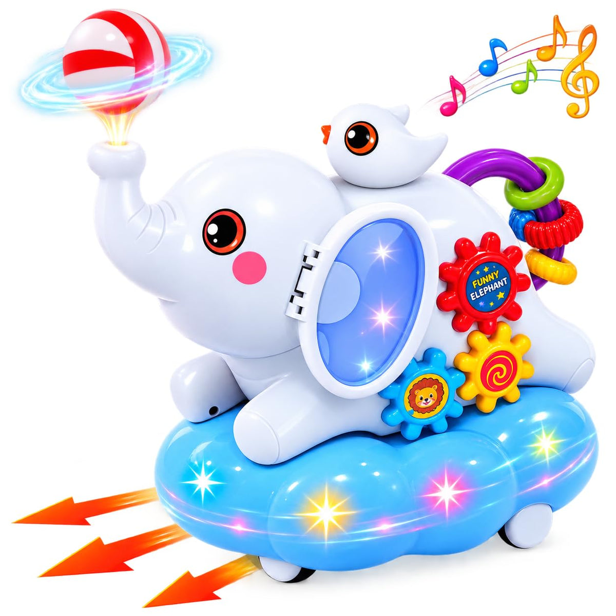 Funny Elephant Musical Walking Toy for Kids 3+ | Moving Elephant with Lights, Sounds & Floating Ball