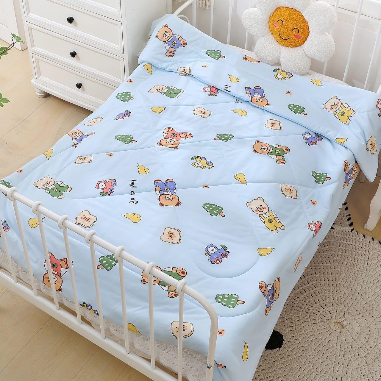 Super Soft Baby Qulit Blankets | Comforter For Boys & Girls | 120 x 150 cm  | Glace Cotton  | Ranbdom Design