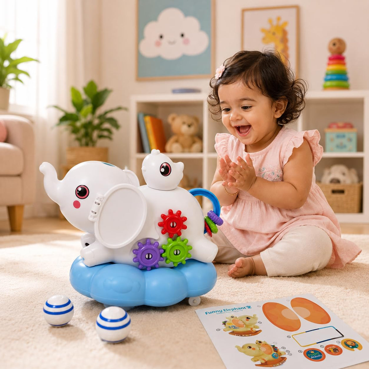 Funny Elephant Musical Walking Toy for Kids 3+ | Moving Elephant with Lights, Sounds & Floating Ball