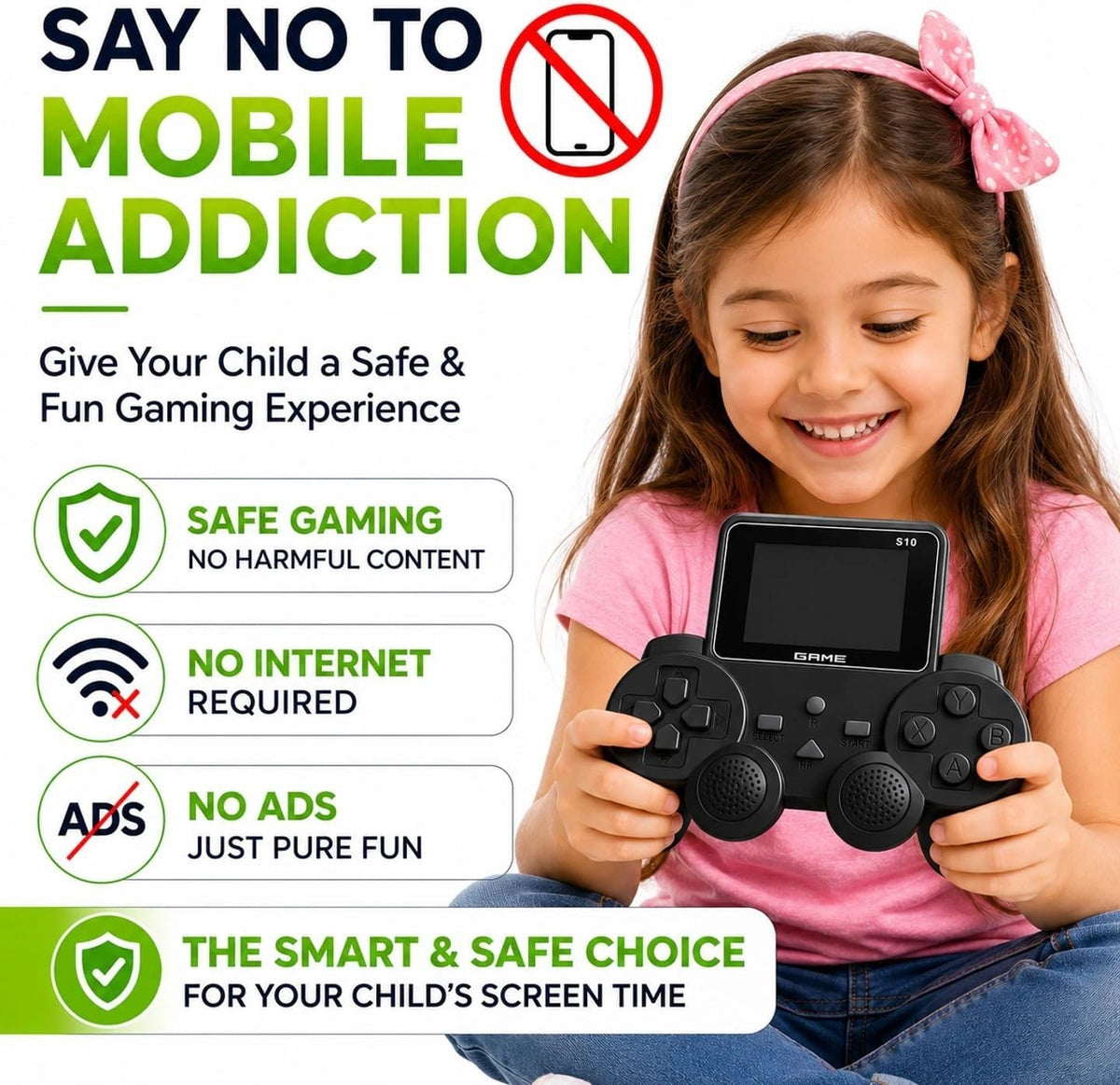 520-in-1 Retro Gaming Console for Kids & Adults | S10 Handheld Game Console with Controller | Portable Video Game Player for Boys & Girls