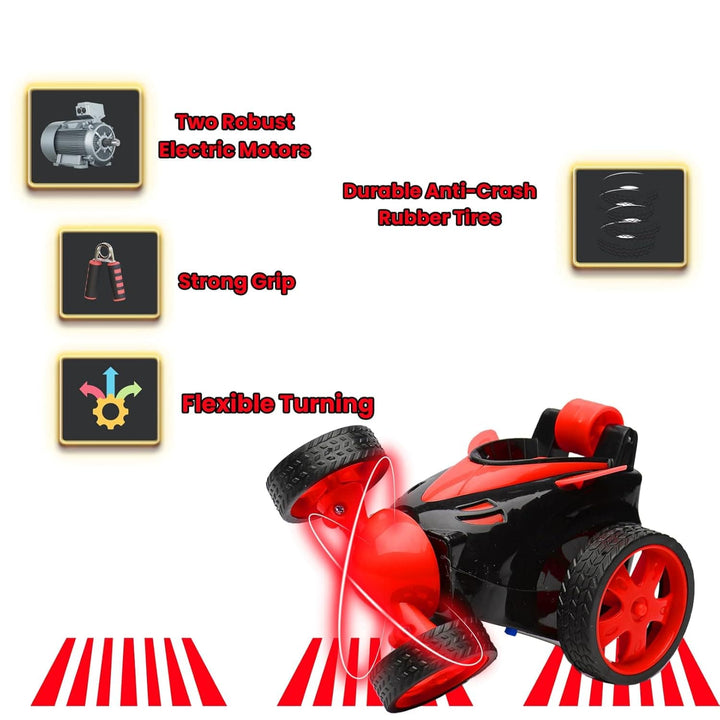 Small Stunt Car Toy | 360° Rotating & Rolling | Rechargeable & Remote Control