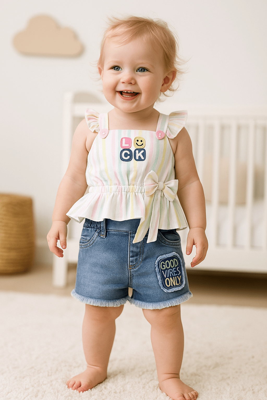 Clothing Sets For Girls | Sleeveless Top With Denim Shorts