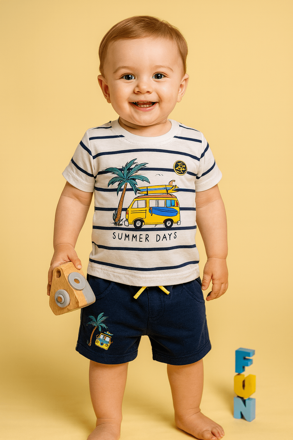 Clothing Sets For Boys | Travel Print | 100% Cotton | Navy