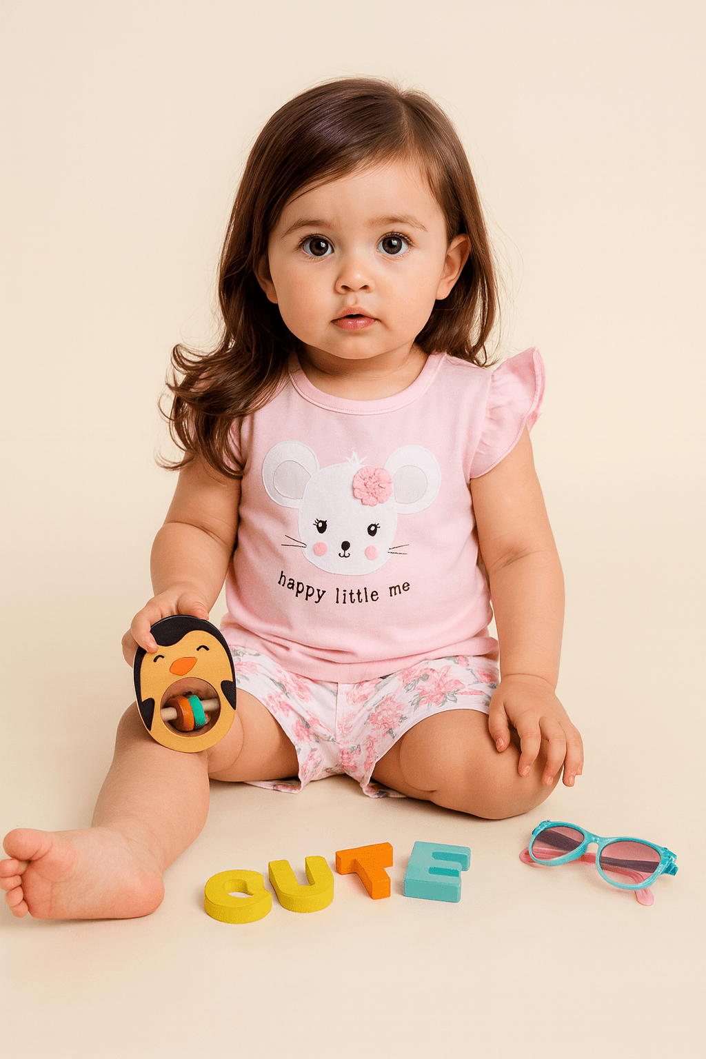 Pink Printed Clothing Sets For Girls