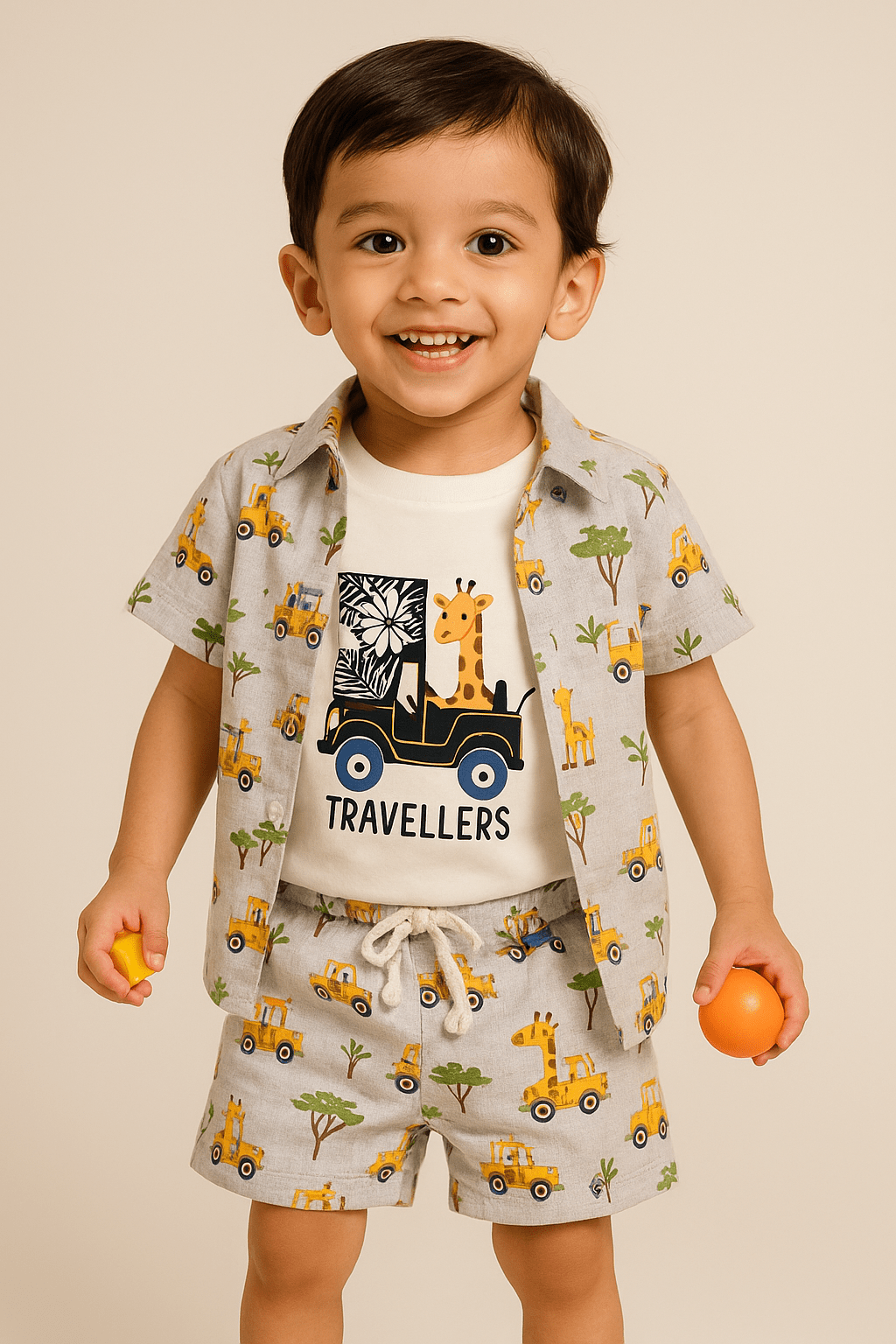 Printed 3 Piece Cord Set For Baby Boys For Summers