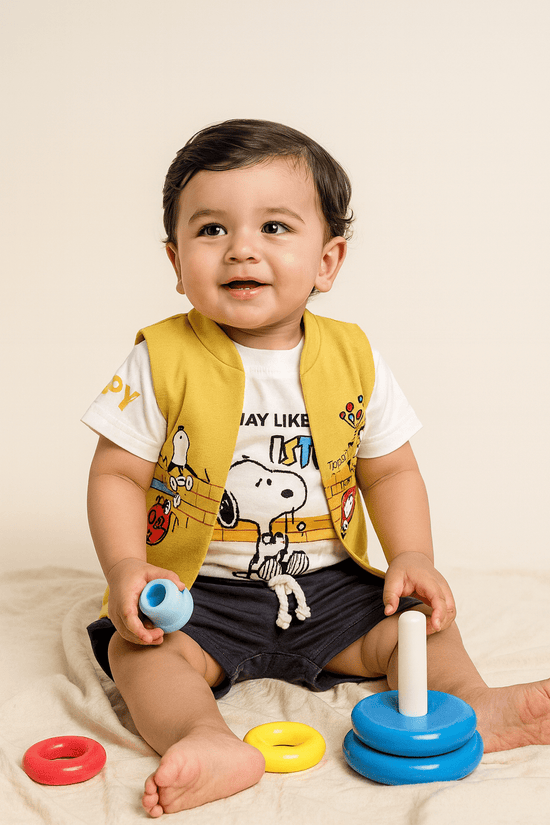 Clothing Sets For Boys With Yellow Mini Jacket