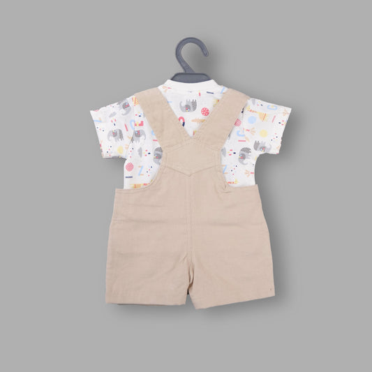Dungaree Set For Boys || 1-24 Months || 1191 - Brown