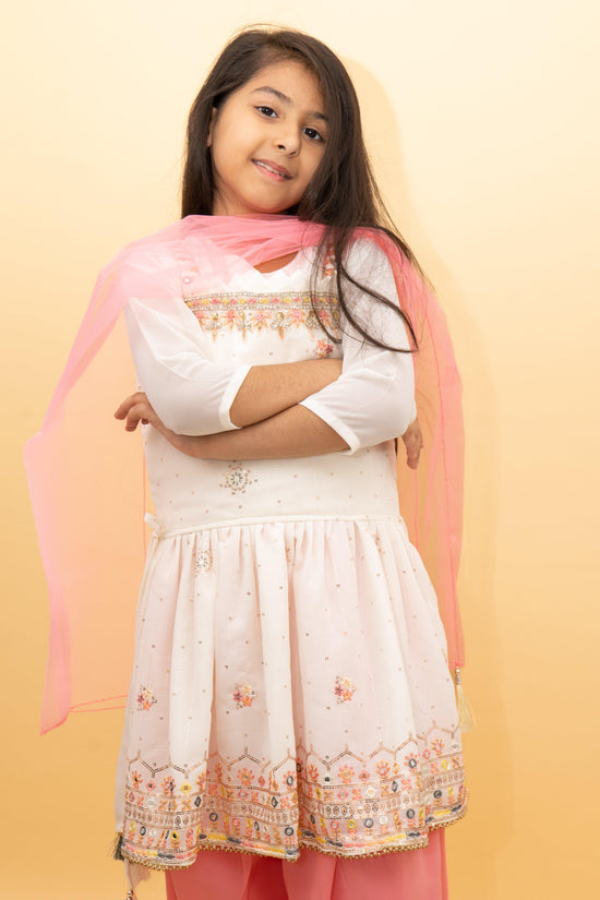 Cute Peach Girls Dhoti Set