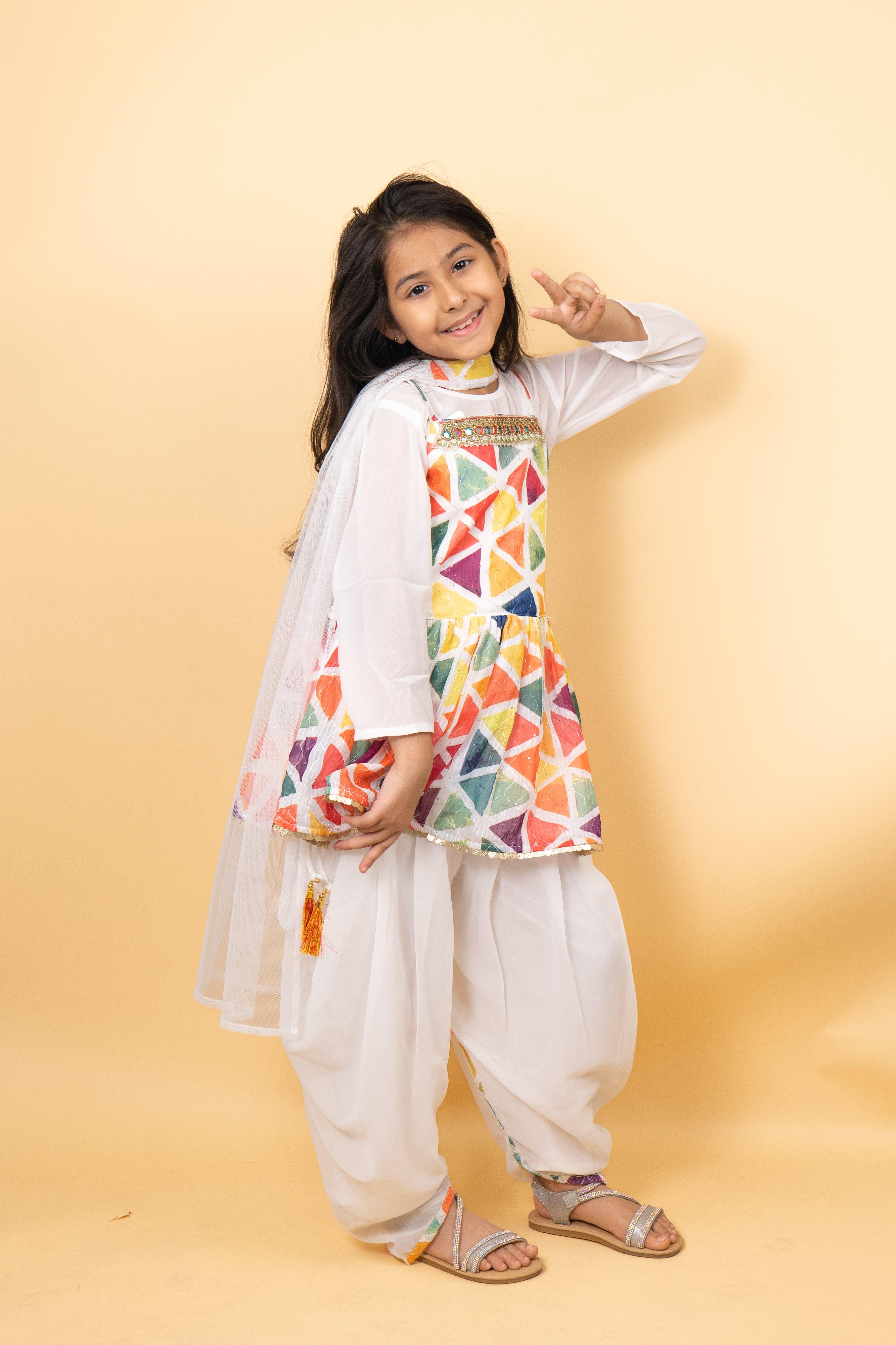 Multi-Color Girls Dhoti Set