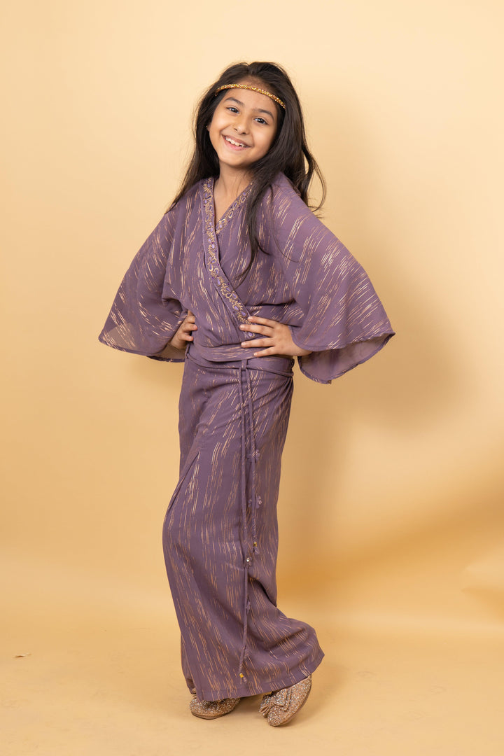 Purple Tone Girls Plazzo Set