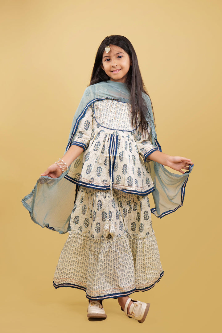 Printed Grey Girls Sharara Set