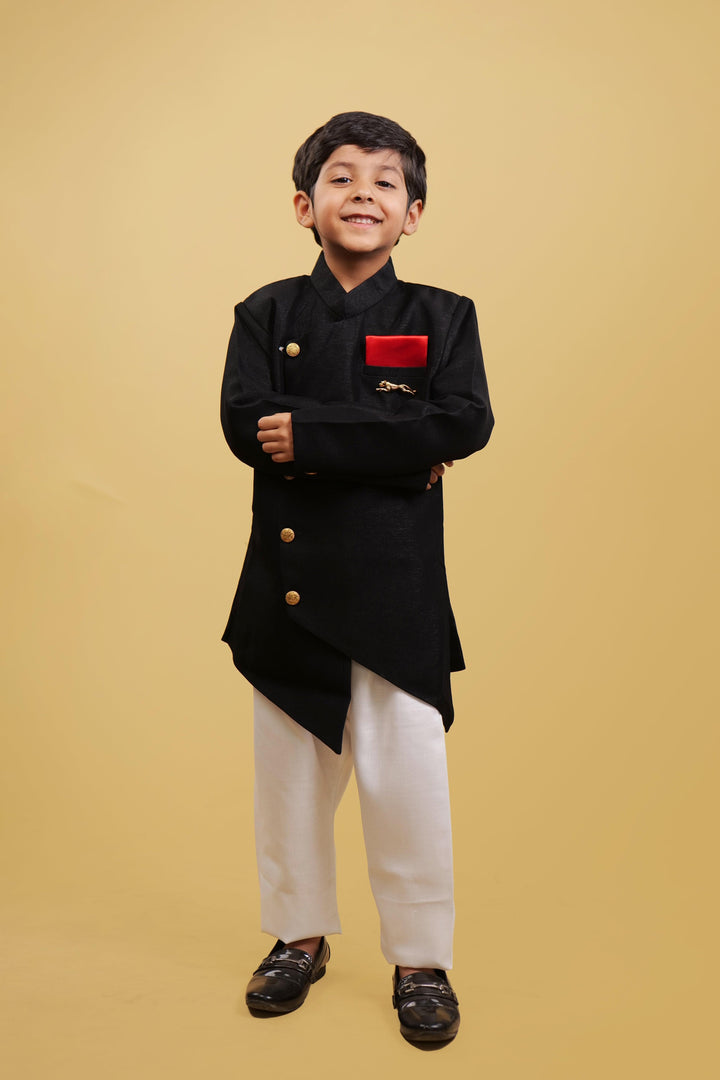 Black Indo-Western Set For Boys