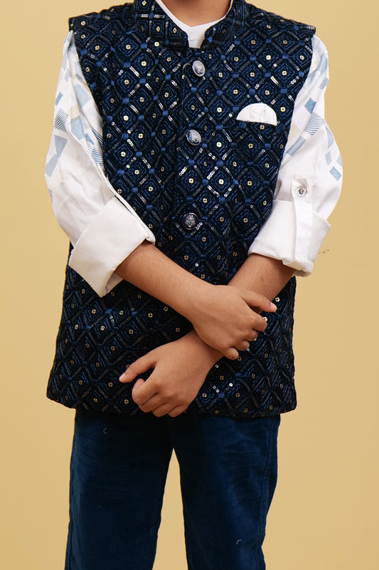 Coaty Set For Boys: Rama Coaty With Printed Shirt and Classic Pants