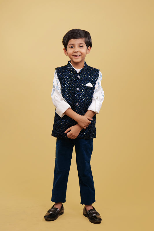 Coaty Set For Boys: Rama Coaty With Printed Shirt and Classic Pants